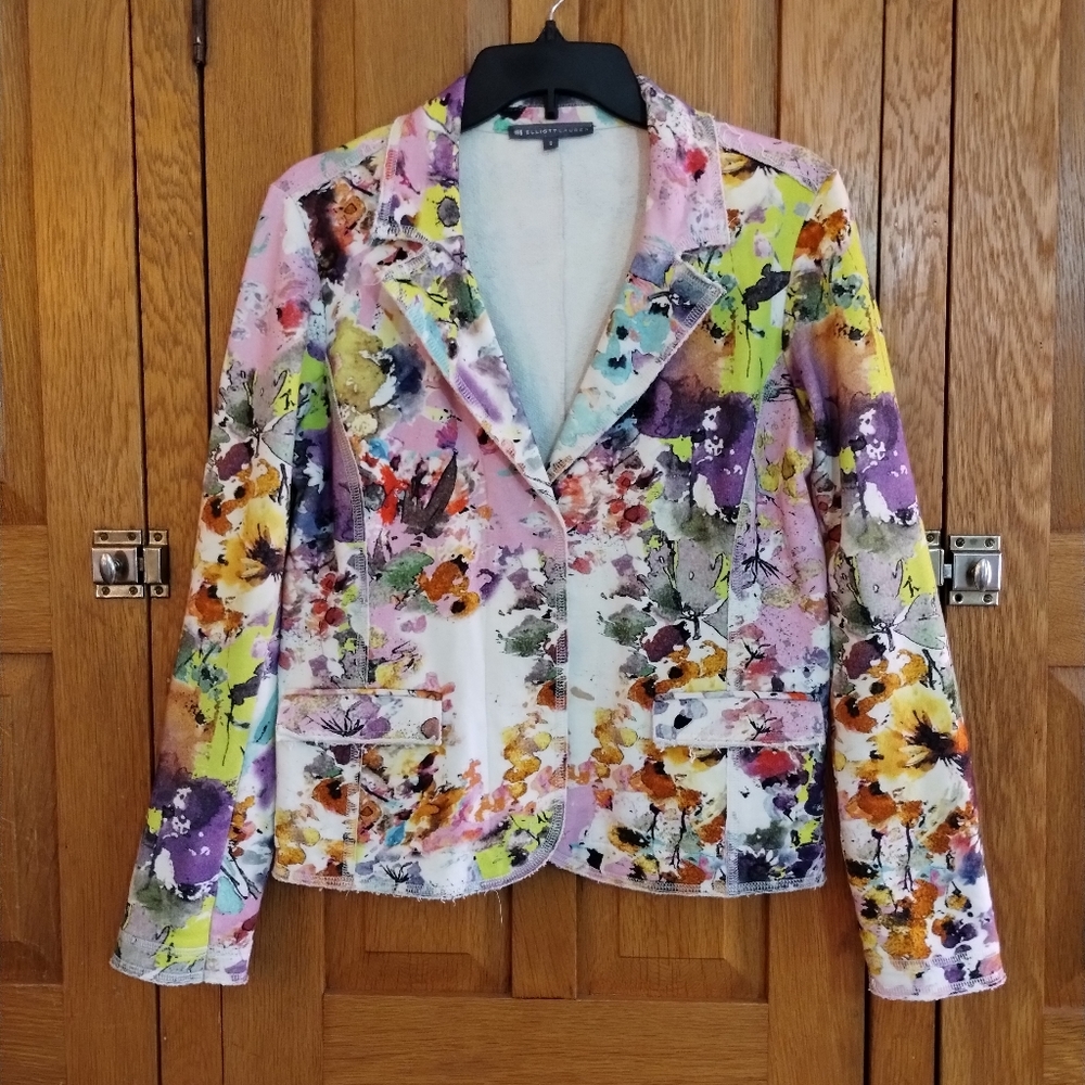 Elliot Lauren colorful abstract unique modern casual cotton blazer